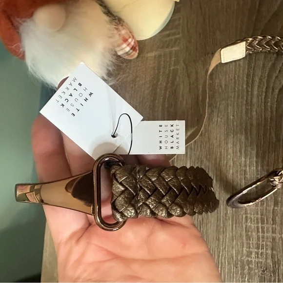 NWT White House Black Market Metallic Braided Belt size L 👑 - Picture 3 of 4